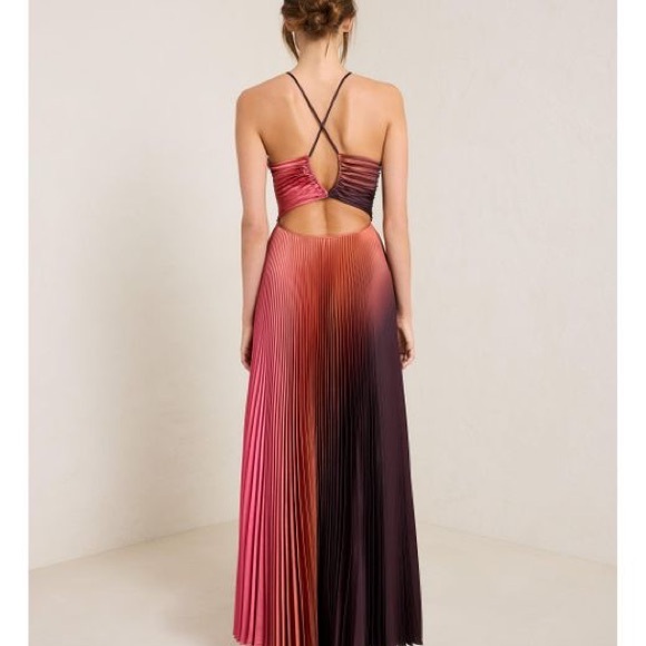 A.L.C Ariya Ombré Satin Pleated Gown NWT Size 00 - Picture 2 of 8